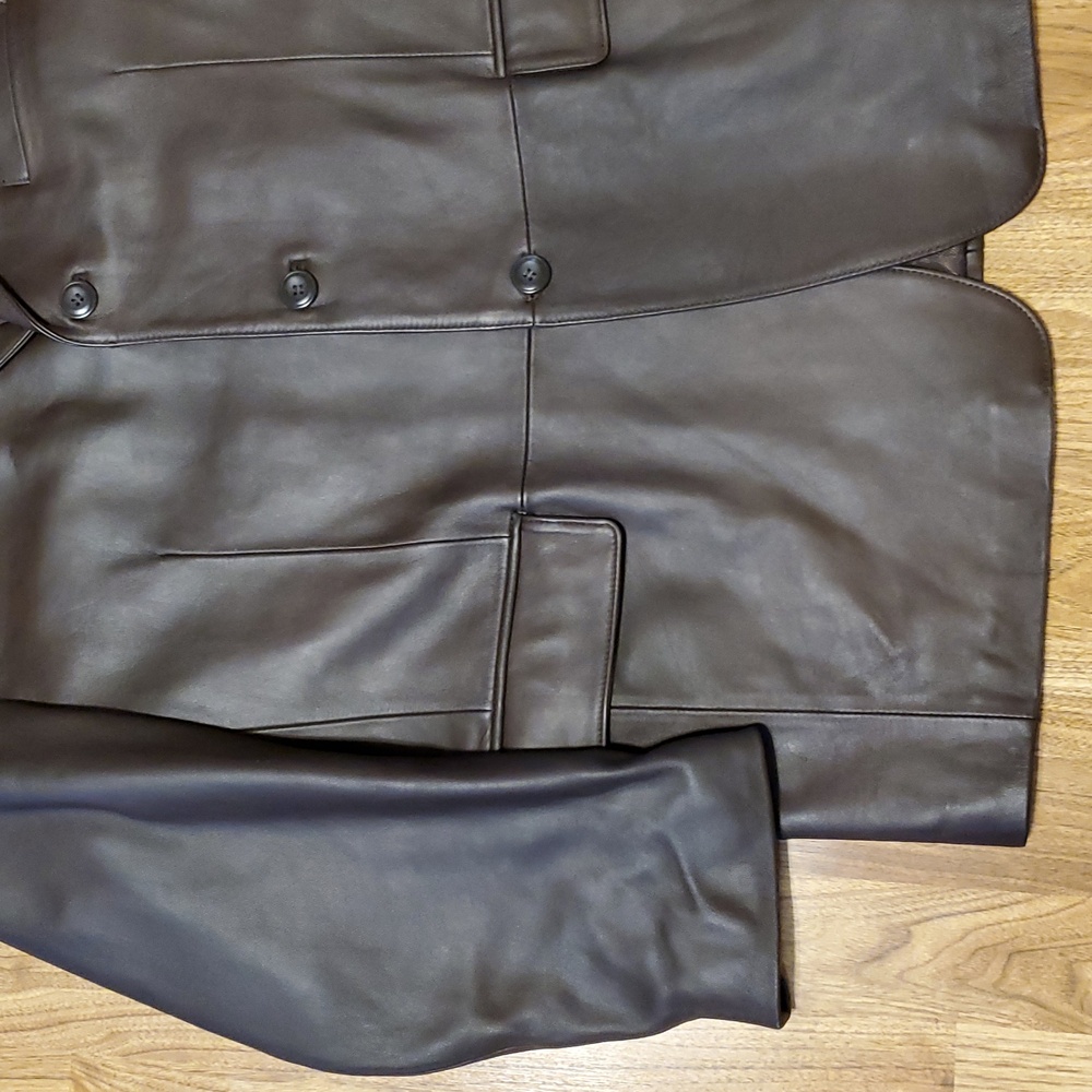 Stafford Dark Brown Genuine Leather Blazer Jacket NWOT Mens Size L - Picture 4 of 16